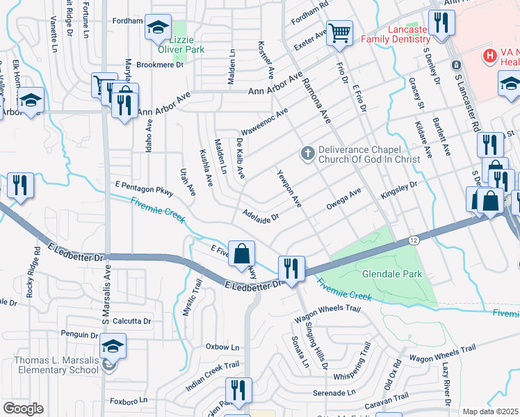 map of restaurants, bars, coffee shops, grocery stores, and more near 1220 Montague Avenue in Dallas