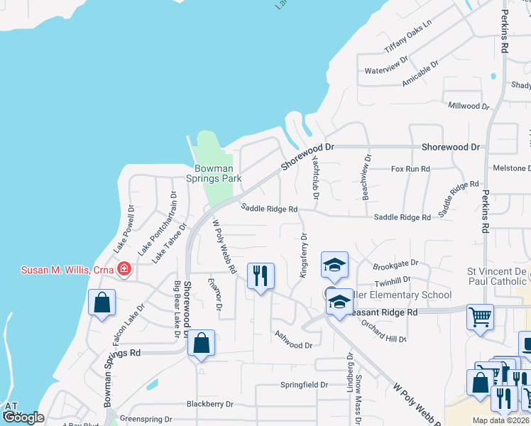 map of restaurants, bars, coffee shops, grocery stores, and more near 6618 Saddle Ridge Road in Arlington