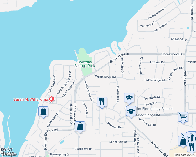 map of restaurants, bars, coffee shops, grocery stores, and more near 6708 Saddle Ridge Road in Arlington