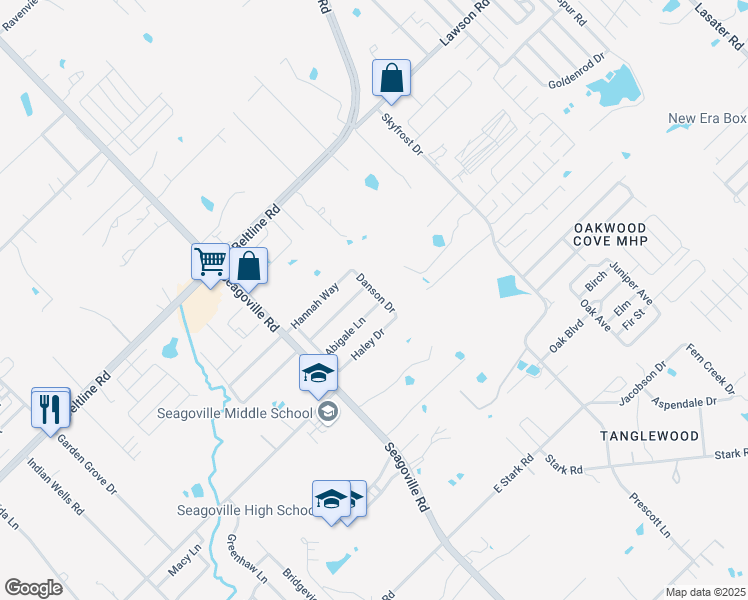 map of restaurants, bars, coffee shops, grocery stores, and more near 15636 Danson Drive in Dallas
