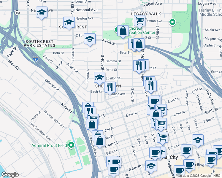 map of restaurants, bars, coffee shops, grocery stores, and more near 4067 Eta Street in San Diego