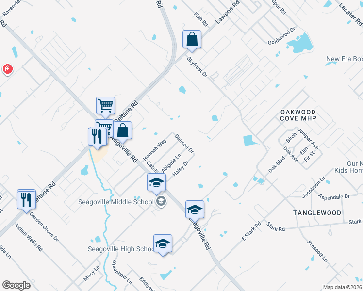 map of restaurants, bars, coffee shops, grocery stores, and more near 15630 Danson Drive in Dallas