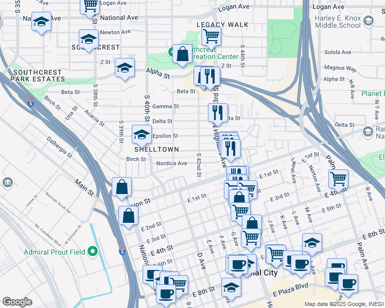 map of restaurants, bars, coffee shops, grocery stores, and more near 4177 Eta Street in San Diego