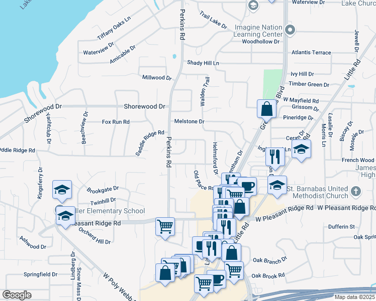 map of restaurants, bars, coffee shops, grocery stores, and more near 3807 Scenic Forest Trail in Arlington