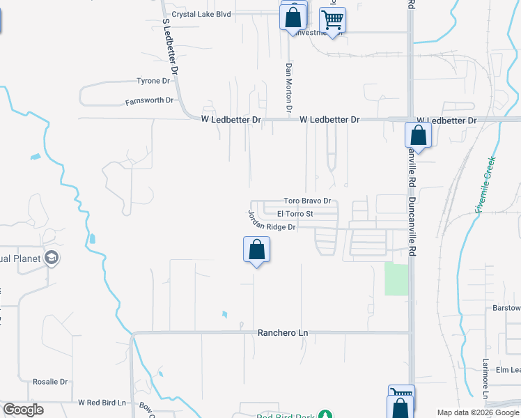 map of restaurants, bars, coffee shops, grocery stores, and more near 5366 El Torro St in Dallas
