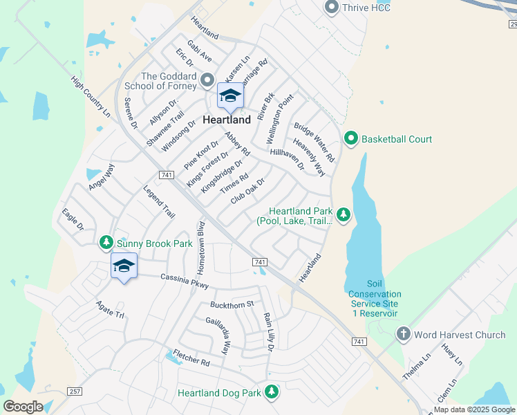 map of restaurants, bars, coffee shops, grocery stores, and more near 2024 Lake Trail Drive in Forney