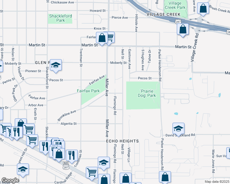 map of restaurants, bars, coffee shops, grocery stores, and more near 5050 Nell Street in Fort Worth