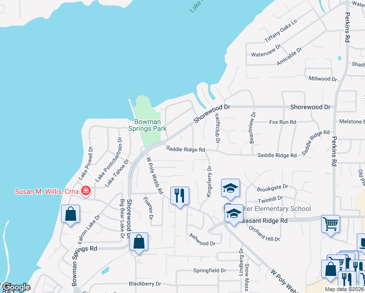 map of restaurants, bars, coffee shops, grocery stores, and more near 6618 Saddle Ridge Road in Arlington