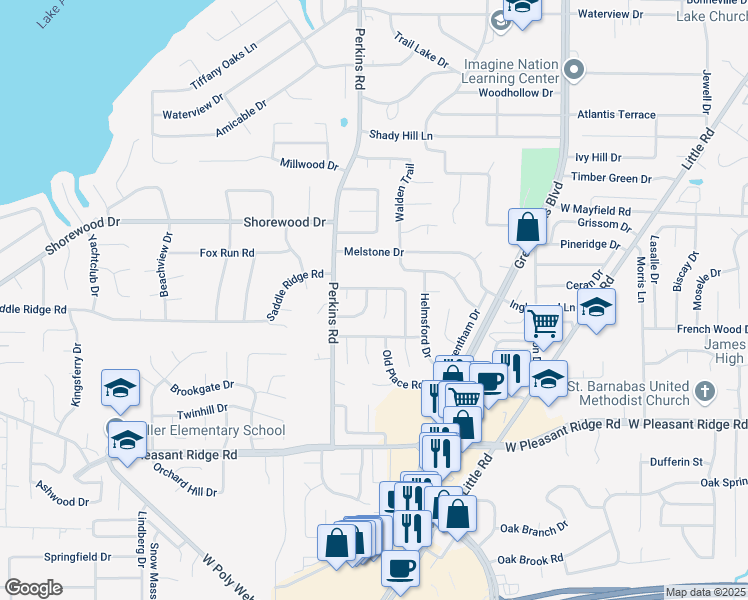 map of restaurants, bars, coffee shops, grocery stores, and more near 3807 Scenic Forest Trail in Arlington