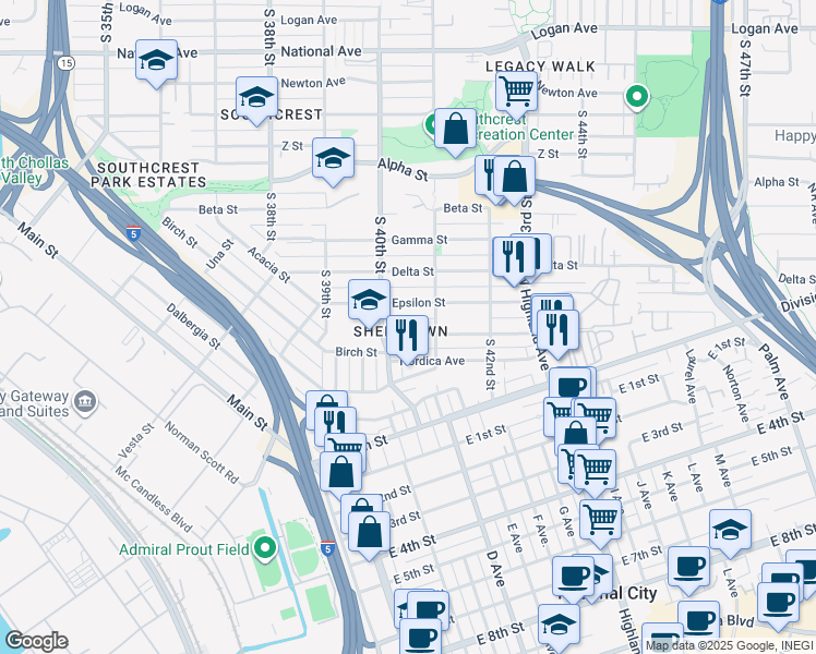 map of restaurants, bars, coffee shops, grocery stores, and more near 4044 Eta Street in San Diego