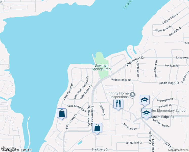 map of restaurants, bars, coffee shops, grocery stores, and more near 3515 Lake Tahoe Drive in Arlington