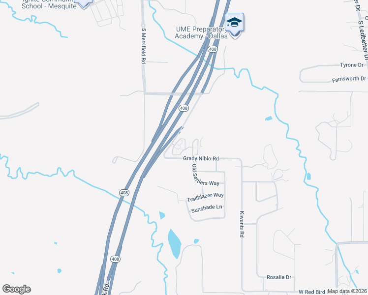 map of restaurants, bars, coffee shops, grocery stores, and more near 4810 Texas 408 Spur in Dallas