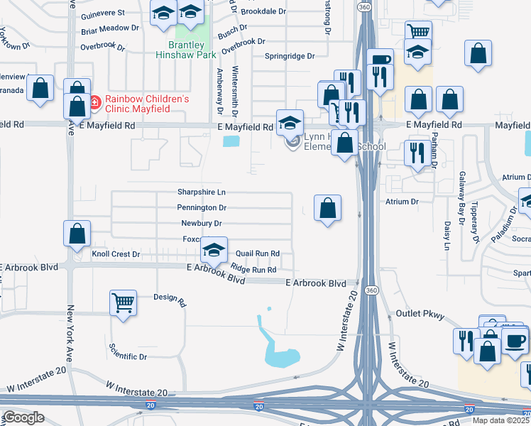 map of restaurants, bars, coffee shops, grocery stores, and more near 2306 Newbury Drive in Arlington