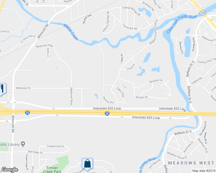 map of restaurants, bars, coffee shops, grocery stores, and more near 4304 Capra Way in Fort Worth