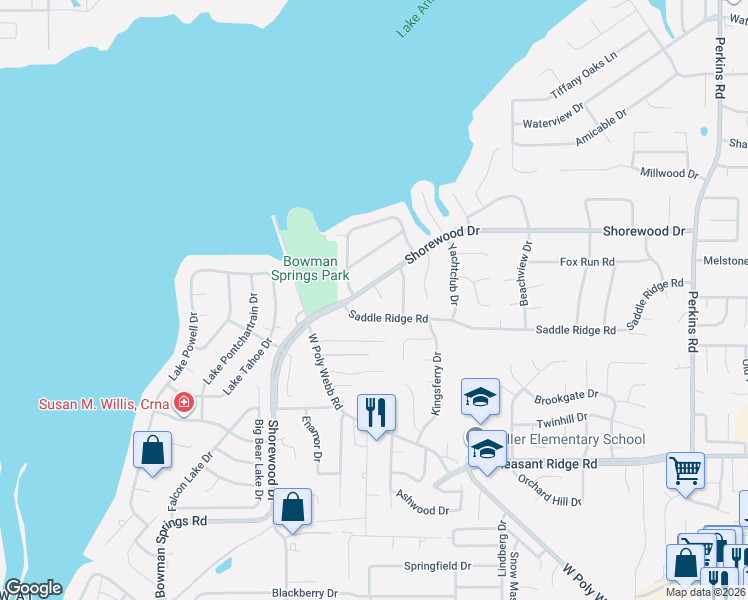 map of restaurants, bars, coffee shops, grocery stores, and more near 6618 Saddle Ridge Road in Arlington