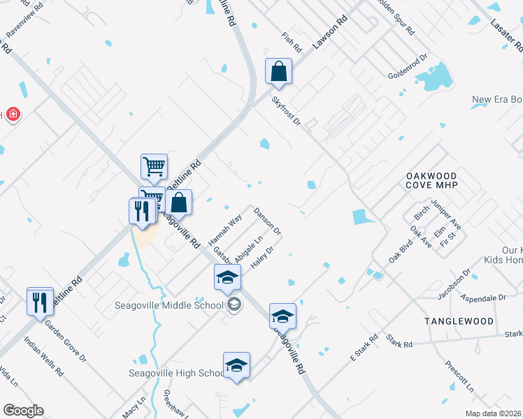 map of restaurants, bars, coffee shops, grocery stores, and more near 15630 Danson Drive in Dallas