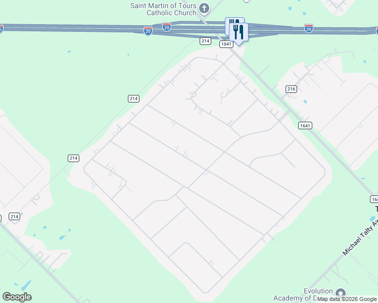 map of restaurants, bars, coffee shops, grocery stores, and more near 1164 West Oaklawn Drive in Terrell