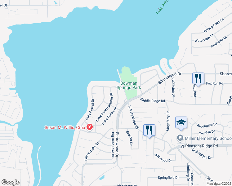 map of restaurants, bars, coffee shops, grocery stores, and more near 3505 Lake Tahoe Drive in Arlington