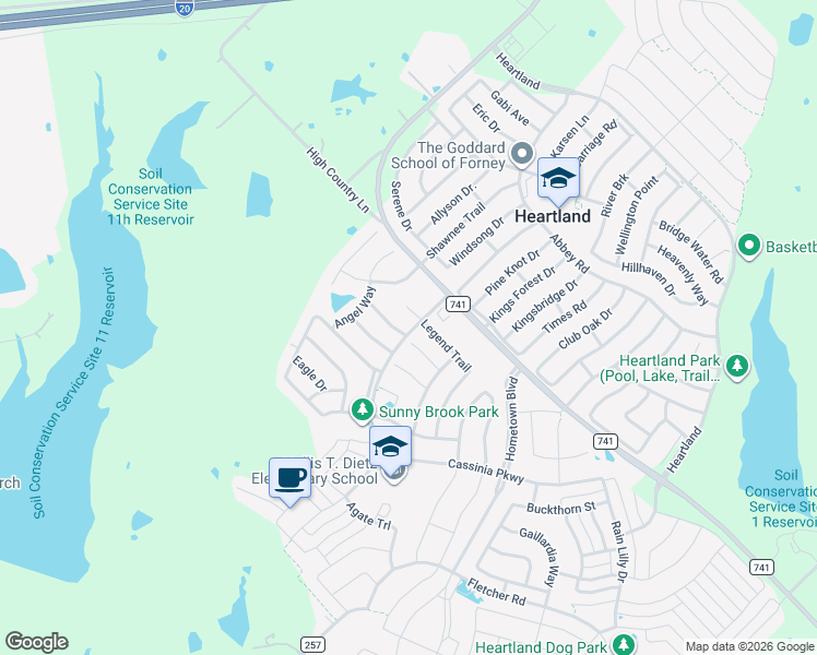map of restaurants, bars, coffee shops, grocery stores, and more near 4000 Freedom Street in Heartland