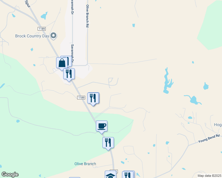 map of restaurants, bars, coffee shops, grocery stores, and more near 1171 Farm to Market Road 1189 in Brock