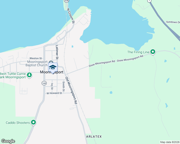 map of restaurants, bars, coffee shops, grocery stores, and more near 8113 Louisiana 169 in Mooringsport