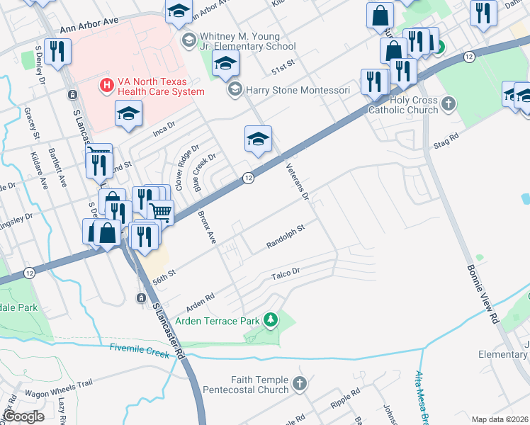 map of restaurants, bars, coffee shops, grocery stores, and more near 2449 56th Street in Dallas