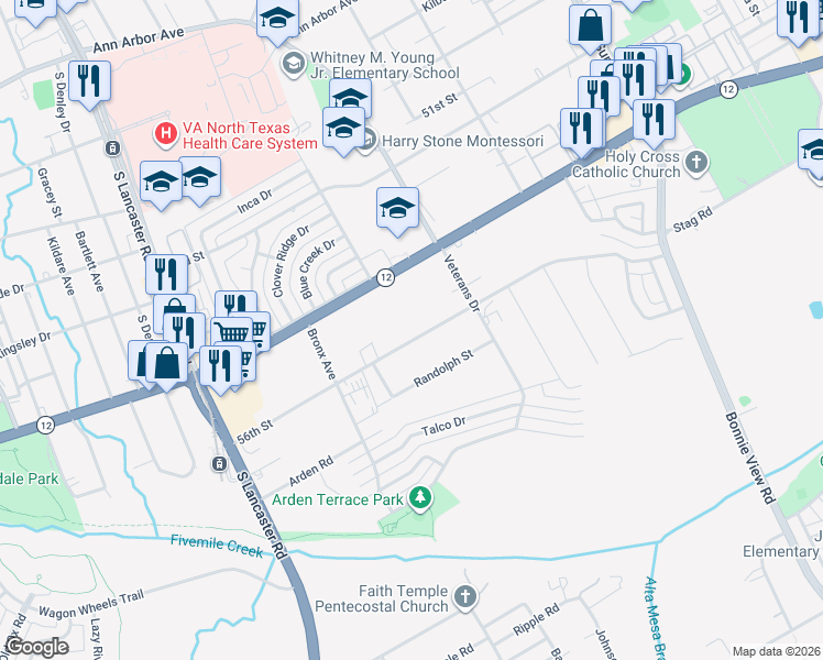 map of restaurants, bars, coffee shops, grocery stores, and more near 2449 56th Street in Dallas