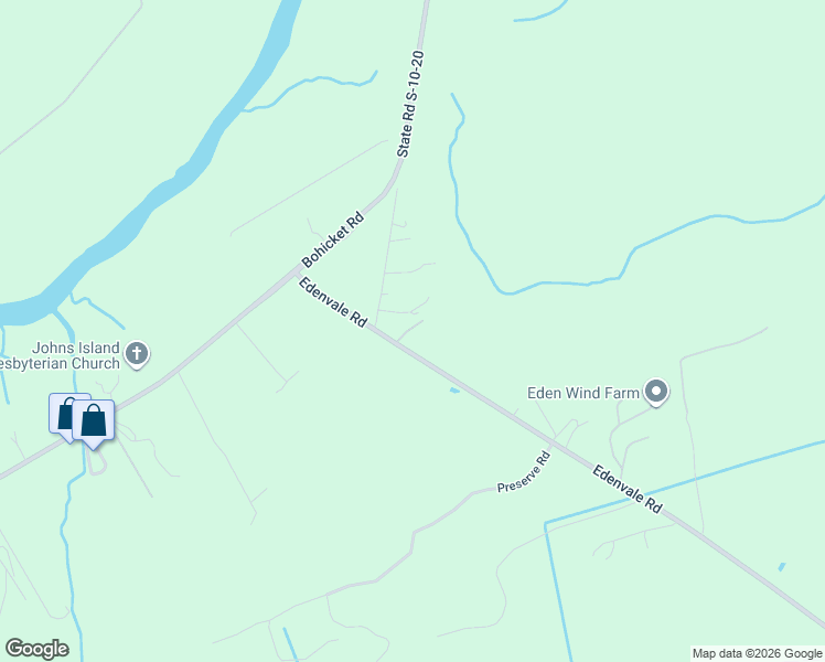 map of restaurants, bars, coffee shops, grocery stores, and more near 3184 Edenvale Road in Johns Island