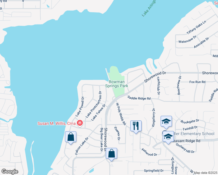 map of restaurants, bars, coffee shops, grocery stores, and more near 3505 Lake Tahoe Drive in Arlington