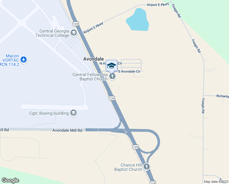 map of restaurants, bars, coffee shops, grocery stores, and more near 8580 Hawkinsville Road in Macon
