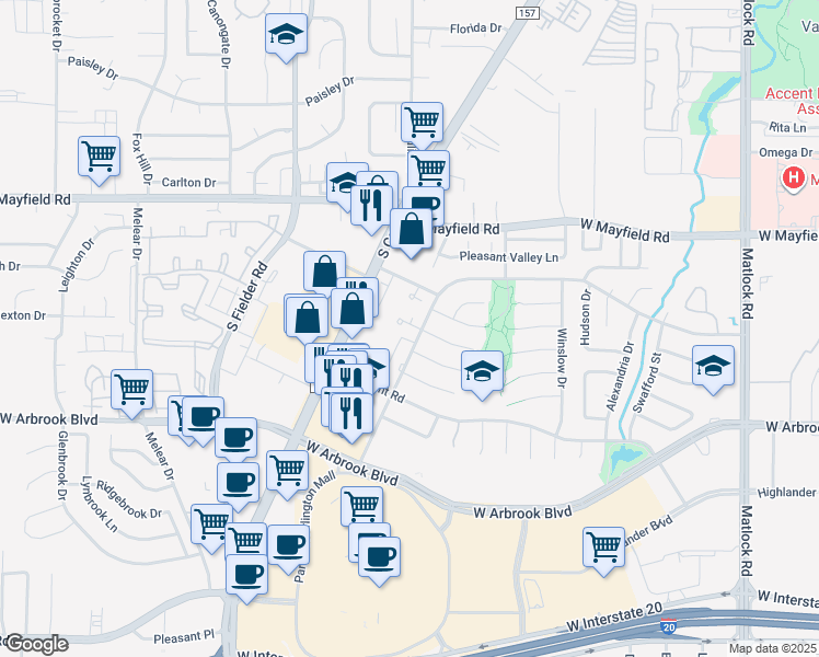 map of restaurants, bars, coffee shops, grocery stores, and more near 1212 Dickens Court in Arlington