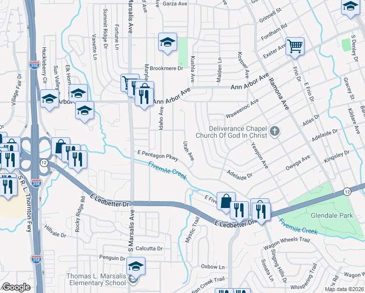 map of restaurants, bars, coffee shops, grocery stores, and more near 4531 Utah Avenue in Dallas