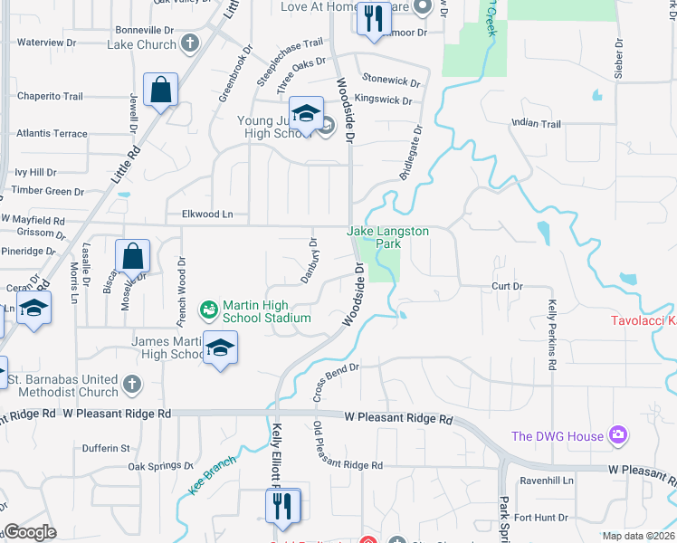 map of restaurants, bars, coffee shops, grocery stores, and more near 4307 Waycross Dr in Arlington