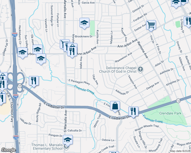 map of restaurants, bars, coffee shops, grocery stores, and more near 4531 Utah Avenue in Dallas