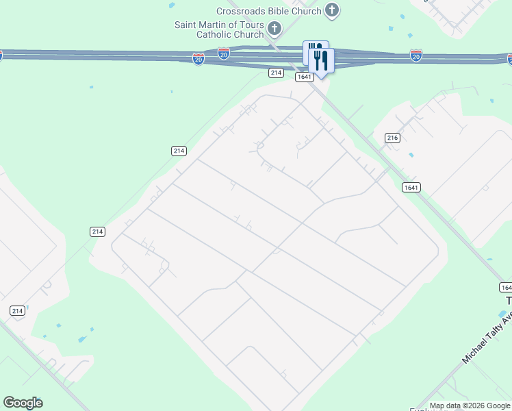 map of restaurants, bars, coffee shops, grocery stores, and more near 1164 W Oaklawn Dr in Terrell