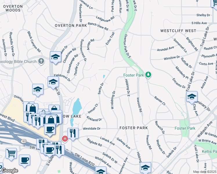 map of restaurants, bars, coffee shops, grocery stores, and more near 4262 Altura Road in Fort Worth