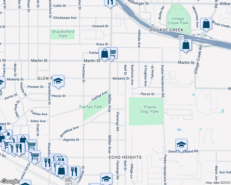 map of restaurants, bars, coffee shops, grocery stores, and more near 4969 Miller Avenue in Fort Worth