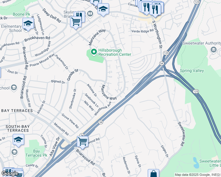 map of restaurants, bars, coffee shops, grocery stores, and more near in San Diego