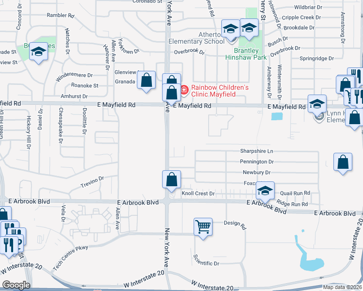 map of restaurants, bars, coffee shops, grocery stores, and more near 3508 Cydnie Ann Court in Arlington
