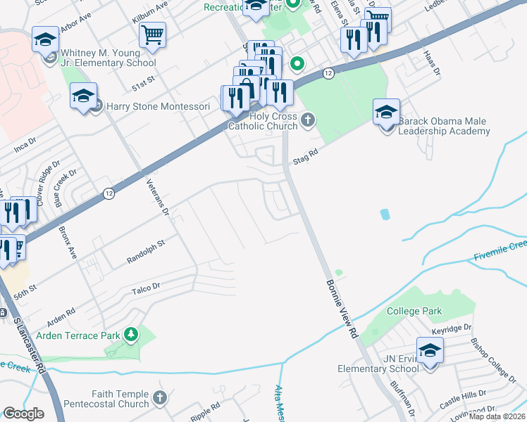 map of restaurants, bars, coffee shops, grocery stores, and more near 5143 Cardiff Street in Dallas