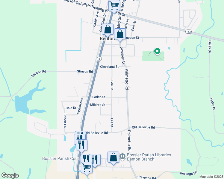 map of restaurants, bars, coffee shops, grocery stores, and more near 914 Lee Street in Benton