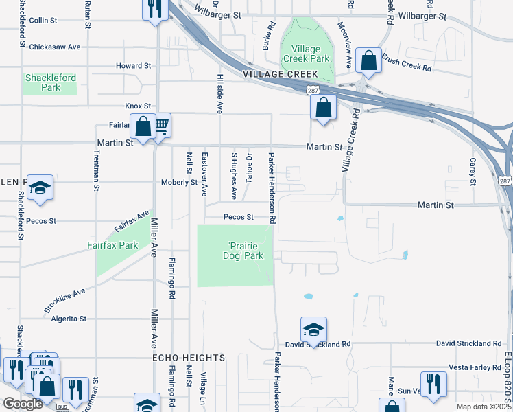 map of restaurants, bars, coffee shops, grocery stores, and more near 4509 East Kellis Street in Fort Worth