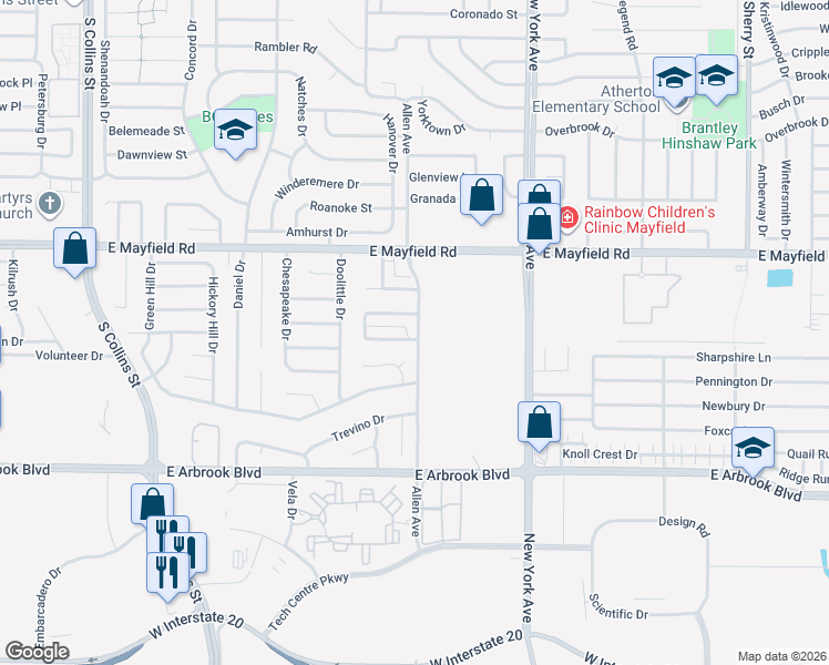 map of restaurants, bars, coffee shops, grocery stores, and more near 1620 Beach Lane in Arlington