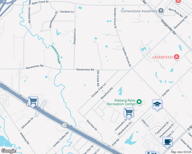 map of restaurants, bars, coffee shops, grocery stores, and more near 1424 Elk Creek Road in Dallas