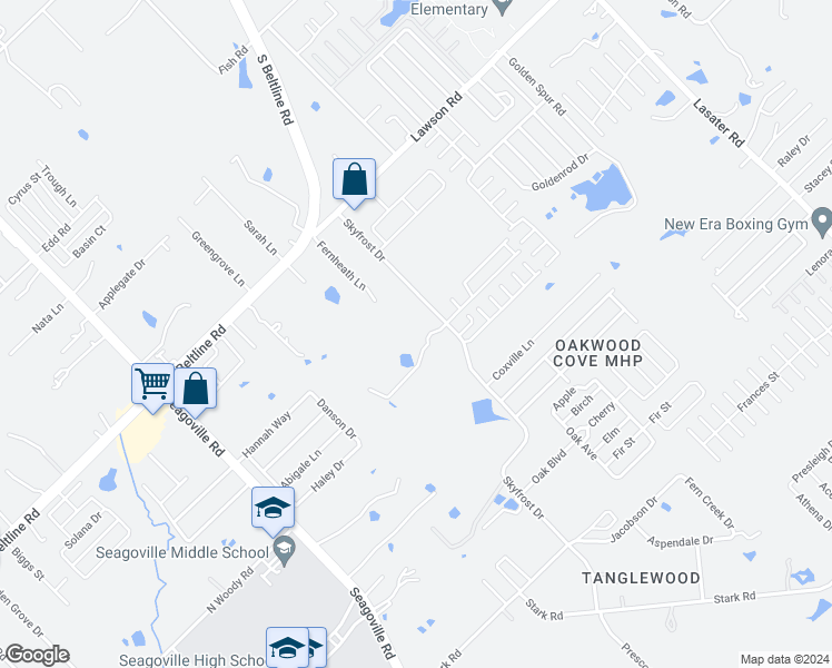 map of restaurants, bars, coffee shops, grocery stores, and more near 13840 Skyfrost Drive in Dallas