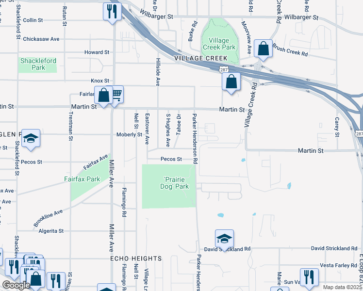 map of restaurants, bars, coffee shops, grocery stores, and more near 4509 East Kellis Street in Fort Worth
