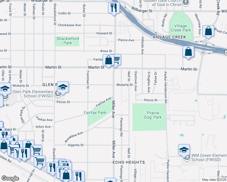 map of restaurants, bars, coffee shops, grocery stores, and more near in Fort Worth
