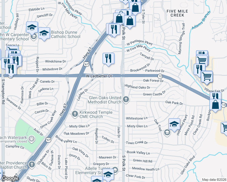 map of restaurants, bars, coffee shops, grocery stores, and more near 4503 Hamblen Drive in Dallas