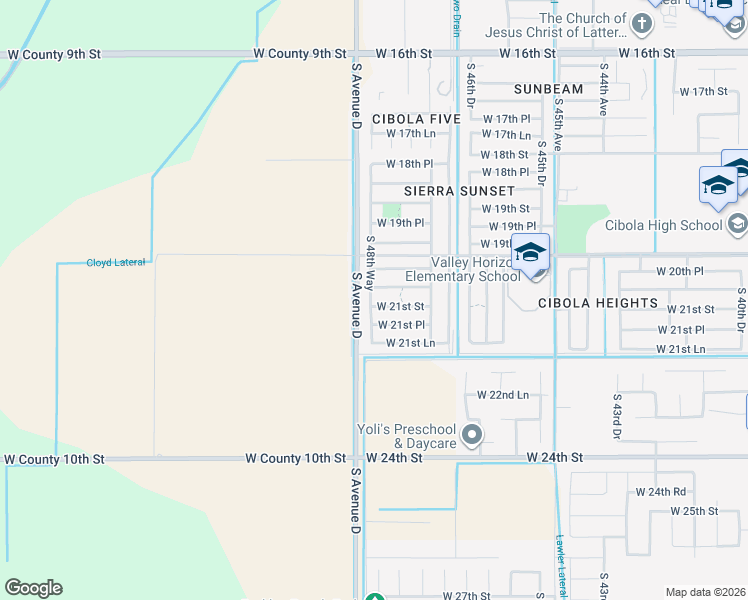 map of restaurants, bars, coffee shops, grocery stores, and more near 2088 South 48th Way in Yuma