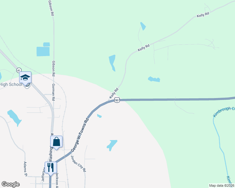 map of restaurants, bars, coffee shops, grocery stores, and more near 53 Kelly Road in Talbotton